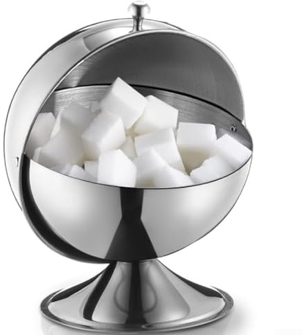 Zuckerdose aus Edelstahl mit Rolldeckel, praktischer Klappdeckel, Edelstahl-Zuckerdose, Zuckerwürfelhalter, Süßigkeitenglas-Schüssel