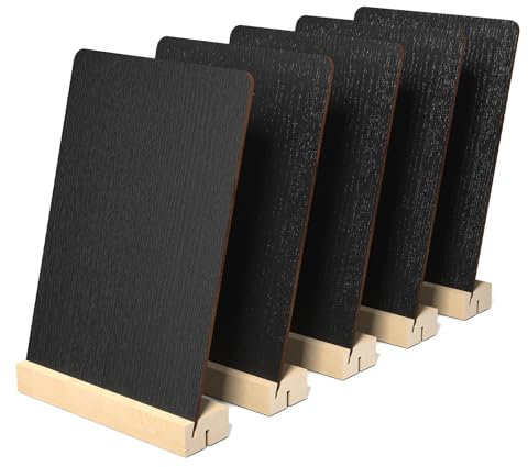 GWHOLE 5 Pack Chalk Board for Display,14 X 20 CM Blackboard Chalkboard Sign Menu Board with Wooden Stand for Party Tables Decoration, Bar and Restaurant
