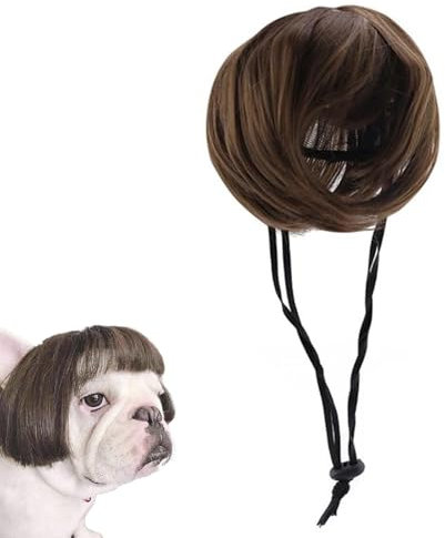 Hundeperücke,Verstellbare Hundeperücke,Lustige Hunde Katzen Cosplay Perücke,Perücke für Haustiere,Lustige Synthetische Perücke,Hunde Katzen Cosplay Perücke,Verstellbare Haustierperücke Tokaneit