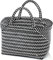 Kobolo Tasche Einkaufskorb geflochten Kunststoff Shopper - schwarz weiß XXL - 36x22x28 cm