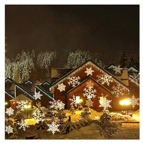 Projecteur holographique Halloween Lampe solaire Disco de flocon de neige de noël IP65, projecteur de chute de neige mobile en plein air for décoration de fête de nouvel an et de mariage pour la décor