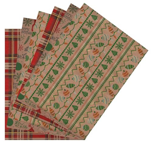 ARKRAFT papier d'emballage cadeau de Noël pour Noël 6 feuilles format 90 x 65 cm papier FSC emballage sans plastique (écossais)