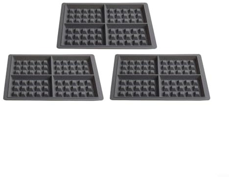 Snowchecking Rechteckiger Waffelmacher aus Silikon, antihaftbeschichtet, zum Backen von Pfannkuchen, Waffeln, Keksen, Kuchen (schwarz)