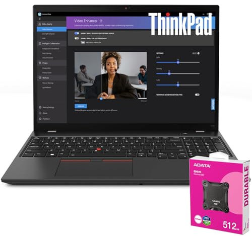 Lenovo ThinkPad T16 Gen 2 16 FHD+ Business Laptop, Intel 10-Core i5-1335U (Beat i7-1255U), 16GB DDR4 RAM, 512GB PCIe SSD, WiFi 6E, Backlit Keyboard, Windows 11 Pro, with ADATA 512 External SSD Bundle