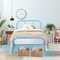 FurnitureR Metallbett Metallrahmen Bett mit LED-Licht, Gästebett Einzelbett Einzelbett Moderne Bettrahmen Jugendbett mit Lattenrost für Schlafzimmer Gästezimmer 90 x 190 cm, Blau