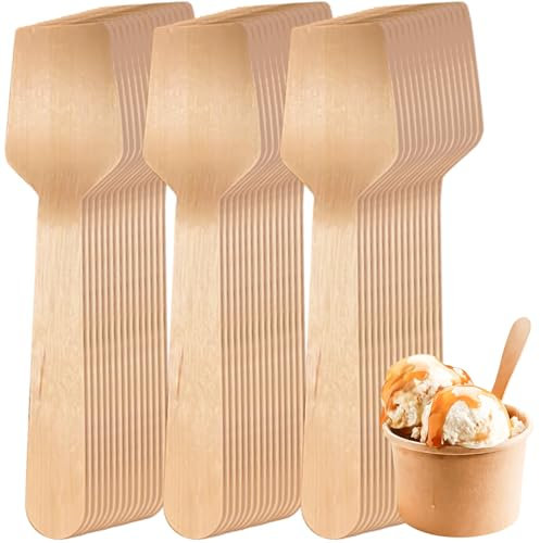 300 cucchiai da dessert in legno, 9,5 cm, in legno, cucchiai da zuppa, piccole posate usa e getta, cucchiaini da dessert biodegradabili, mini cucchiaini per gelato, gelatine, torte