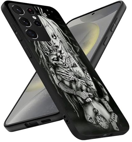 Kompatibel mit Samsung Galaxy S25 Ultra Hülle, Dark Horror Alternative Alice TPU Charm für weiche Schutzhülle