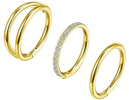 SHINROAD Clicker-Nasenring Nickel-frei vielseitiger Frauen-Set Edelstahl-Piercing-Schmuck mit Rutsch Strass-Strass-Dekor einfach zu tragen geplanttes Design für XL