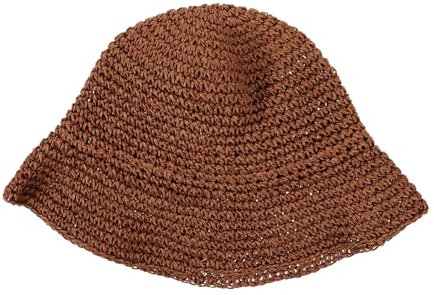Homoyoyo Chapeau De Paille Tressé Chapeau De Pêcheur Bob Tissé Casquette De Course Casquette De Baseball De Plage Bob en Coton Brown