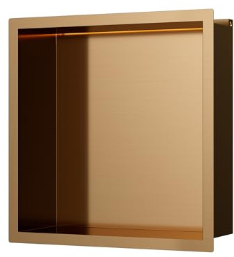 INSL8 Stainless Steel Rose Gold (305 x 305 x 100mm - LED) Shower Niches – Shelved & Standard Options | with or Without LED Lighting