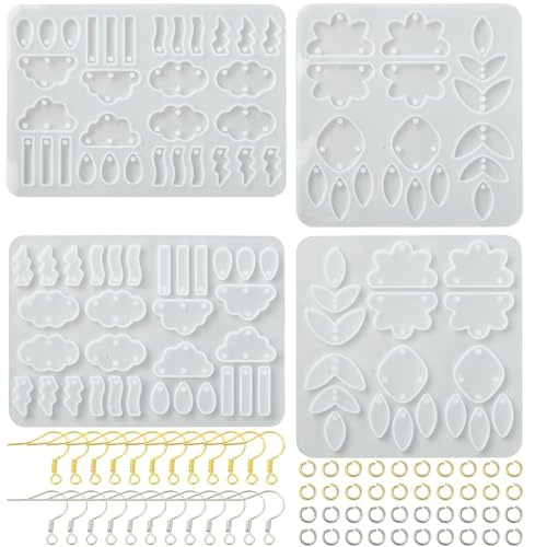 Stiesy Kit de 2 moules en silicone pour résine - Forme de nuage et de feuille - Moules en résine pour boucles d'oreilles, pendentifs, breloques, porte-clés, ornements - Fabrication artisanale de