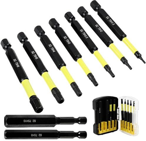 9 brocas hexagonales largas de cabeza hexagonal H1.5 a H10 con punta para proyectos de bricolaje fáciles de atornillar