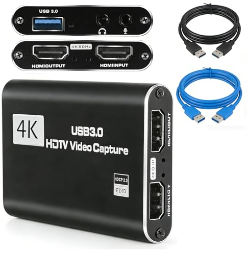 Spiritseek 4K/1080P 60FPS HDMI Capture Card with Mic - USB Video Recorder for Gaming & Streaming