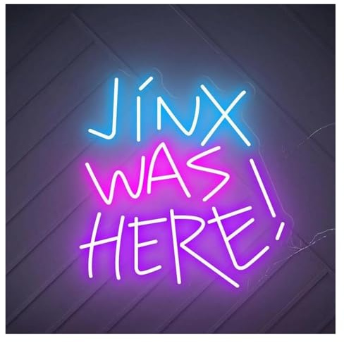 Hängende Kunst Leuchtreklamen Neonschild Jinx Was Here LED-Licht, Dimmbar, USB-betrieben, Für Spielzimmer, Schlafzimmer, Kinderzimmer, Spielzimmer, Party, Männerhöhle, Wanddekoration(D,45cm)
