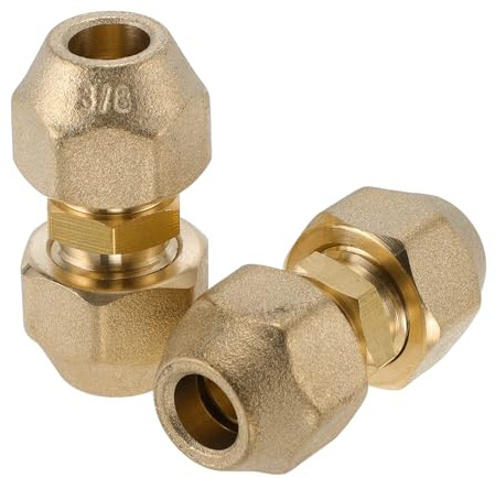 Hihaha 2 Piezas De Accesorios De Tubería De Latón Para Aire Acondicionado 3/8x3/8 Conectores De Tubería AC Con Tuercas De Ensanchamiento HVAC Conectores De Unión De Extensión