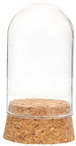 ifundom Cloche en Verre Socle en Liège 3,7 X 6 Cm, Boîte D'exposition Mini pour Figurines et Poupées, Dôme de Rangement Anti-poussière, Vitrine de Bureau Compacte pour Collection