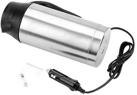Portable 750ml 24V Car Kettle, Travel Water Heater for Tea Coffee, Stainless Steel Auto Shut - Off Electric Kettle with Cigarette Lighter Plug for Car Truck RV