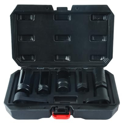 CCLIFE Lambdasonde Werkzeug Set 7tlg 22/27/29mm 1/2 & 3/8 | Cr-Mo Stahl,Seitliche Aussparung,Kabelschutz,kompatibel mit VW/BMW/Mercedes/Ford,Profi & DIY,Robuster Koffer