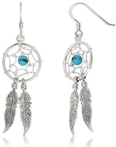 WithLoveSilver Traumfänger-Ohrringe, Sterling-Silber 925, Grün, Sterling Silber, Kunstperlen