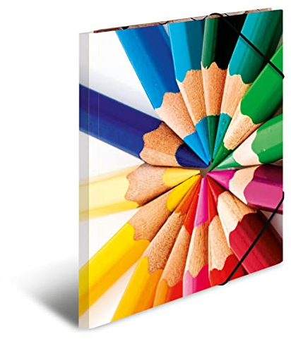 HERMA Sammelmappe A3 Stifte, Kinder Eckspanner-Mappe aus Pappe mit Kunst Motiv, Gummizug, Innenklappen und Innendruck für Jungen und Mädchen
