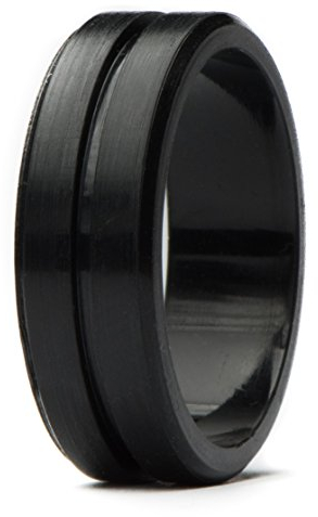 Unii Silicone Wedding Rings | Safety Rubber Wedding Bands | Thin Groove Ring 7mm Wide | Alternative for Work, Sports, Workout | Black - Size 7