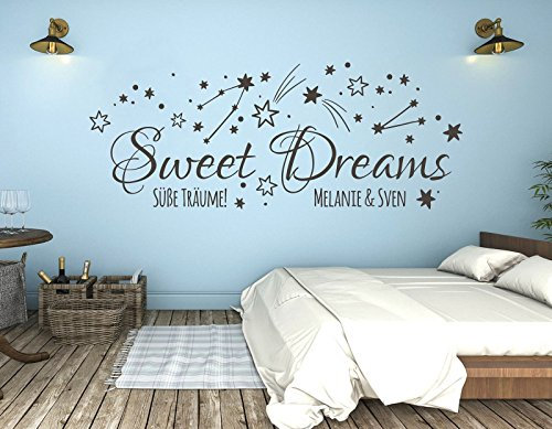 tjapalo® gr-pkm153 Wandtattoo Sweet Dreams Wandsticker Süße Träume Schlafzimmer Wandtattoo mit Namen Schlafzimmer Dekoration (Breite 100 x Höhe 38 cm)