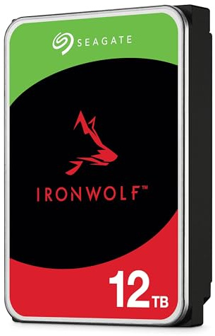 Seagate IronWolf, 12 TB, NAS, Internal Hard Drive, CMR, 3.5 Inch, SATA, 6GB/s, 5,400 RPM, 256MB Cache, for RAID Network Attached Storage, 3 year Rescue Services (ST12000VN0007)