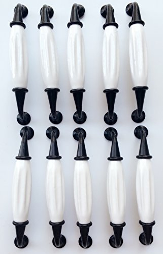 S.D.Maket Schönes Leben* 10 x MöbelgriffeTürgriff-Sets Bogengriffe Möbelknöpfe Möbelknäufe Keramik Möbelknopf Möbelgriff Schrankgriffe Pech 128mm (Typ 3)