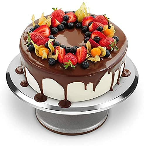 Cake Turntable,12inch Aluminum Cake Turntable Rotating Revolving Decorating Stand Pastry Baking Decor Tool for Icing and Cake Decorating