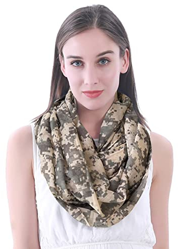 Lina & Lily Damen Loop Schal Tuch Schlauchschal Rundschal mit US Tarnmuster (Grau digitale)