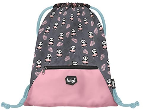 Baagl Turnbeutel für Mädchen - Wasserdichte Schuhbeutel für Kinder - Schule und Kindergarten Sportbeutel, Sportsack (Panda)