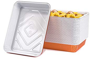 CONTITAL R11G Vaschette Alluminio Grandi 4 Porzioni | Teglia Alluminio, Contenitori Monouso Bianco/Rame, Teglie per Microonde Usa e Getta - 100pz