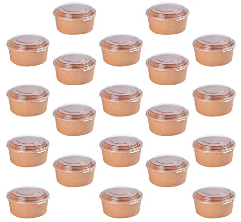Cabilock 20 Pièces Kraft Bols avec Couvercles La Préparation des Repas Bol Conteneur Kraft Papier Bento Boîte À Lunch Boîte de Stockage du Papier Alimentaire Conteneurs Repas