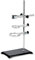 feedal - Supporto per storta per laboratorio chimico, supporto da laboratorio (21 x 14 cm), 2 anelli per storta (dia. 5 cm/7,3 cm), asta (lunghezza 40 cm) e morsetto per beuta