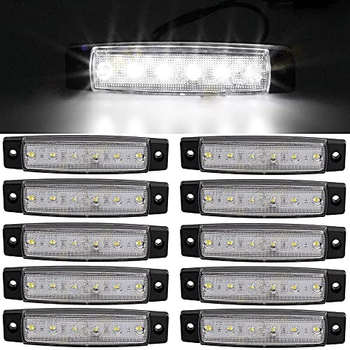 Seitenmarkierungsleuchten, 10 Stück Side Marker Lights Auto-Markierungsleuchten Autoseiten-Anzeigelampen 6SMD LED Vordere Heckleuchte Positionsleuchten 12V für Auto-Wohnmobil-LKW-LKW (Weiß)