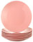 LOVECASA, Series Sweet, 6 Pieces Dessert Plate Porcelain Dinnerware Set Dinner Plate Set Dinner/Salad/Fruit/Snack Plate, Dinner Plate Pack of 6, Pink, 21.5 x 21.5 x 2.5 cm