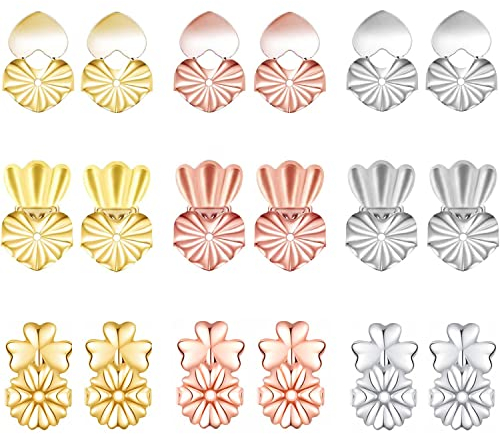 Voarge Hypoallergene Ohrringe Earring Backs Lifters Verschlüsse Hypoallergene Verstellbare Ohrbügel Earring Back Support Lift Ohrringe für fallende Ohren (9 Paar)