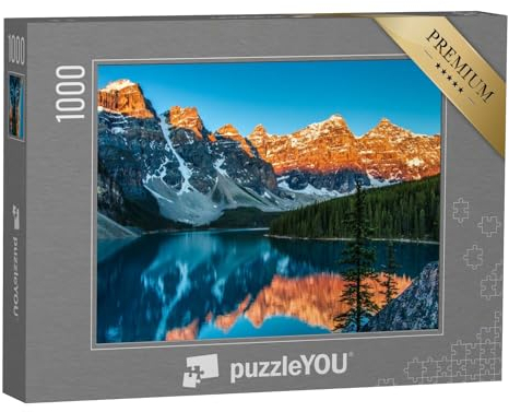 puzzleYOU: Puzzle 1000 Teile „Sonnenaufgang am Moraine Lake im Banff National Park“ – aus der Puzzle-Kollektion Kanada
