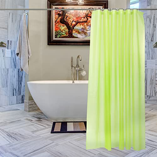Trimming Shop Rideau de Douche avec 12 Crochets, Rideau de Salle de Bain résistant à la moisissure, Rideau de Bain uni, 180 x 180 cm de Long, Doublure de Rideau de Douche Lavable, Vert Citron