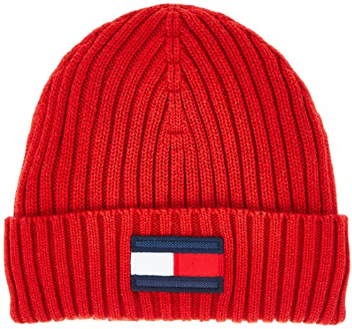 Tommy Hilfiger Jungen Mütze Fleece Big Flag Beanie, Rot (Rouge), L-XL