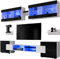 ExtremeFurniture Wohnwand Vision | Karkasse in Weiß Matt Front in Schwarz Hochglanz | 230 x 195 x 35cm | Wohnzimmer | Stil Modern