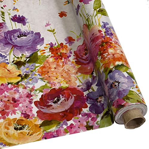 DéVa Wachstuchtischdecke Bunte Blüten in 1,4m Breite (Meterware) - PVC Wachstuch - Outdoor und Indoor Tischdecke