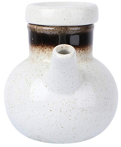Kichvoe 1stk Essigtopf Aus Keramik Traditioneller Shoyu-Topf Keramik Sojasauce Flasche Flüssiges Gewürzglas Ponzu-Sauce-Spender Behälter Mit Deckel Salatölspender Vorratsdose Weiß Würze
