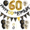 GoldRock 60. Geburtstag Deko Set für Mann und Frau - Luftballons Gold Schwarz, Happy Birthday Girlande, Folienballon Zahl 60 - Geschenk