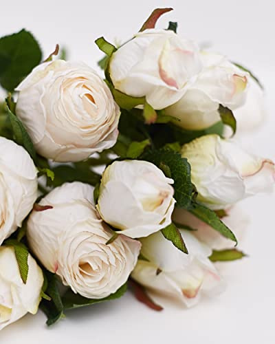 The Baked Studio – 'Dried Touch Rose Bouquet' Artificial Dried Flowers For Cake Decorating, Home Décor, Vases, Weddings, Bridesmaid Bouquets and Crafts (Ivory With Tea Rose)