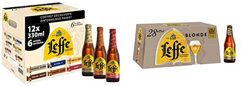 Leffe Découverte (Blonde Ruby Rituel 9° Ambrée Triple Brune) 12x33 cl & Bière Leffe Blonde 6.6% Pack 28 Bouteilles 25cl