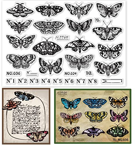 GLOBLELAND Schmetterlinge Klare Briefmarken Motten Silikon Transparente Stempel Transparente Briefmarken für Karten Die DIY Scrapbooking Fotoalbum Dekoration Machen