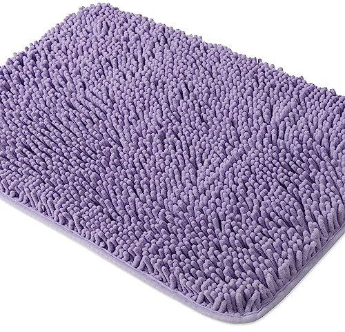 Yeaban Lavendel-Badezimmerteppiche - Dicke Chenille-Badematten | saugfähiger und waschbarer Badteppich, rutschfest, Plüsch und weiche Teppiche für Badezimmerboden, Dusche, Waschbecken – 66 x 111,8 cm