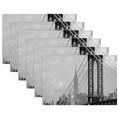 Tischset, rutschfestes Isolier-Tischset, waschbares Tischset,New York unter Brücke Grau