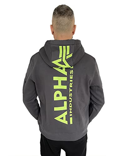 ALPHA INDUSTRIES Herren Back Print Hoody Kapuzensweat Für Kapuzenpullover, Vintage Grey, M EU